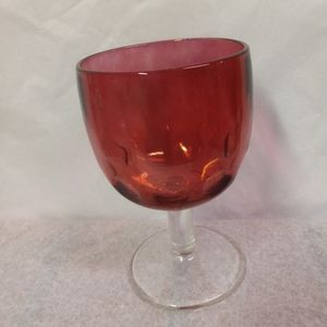 VINTAGE Glass Goblet Red Stemed Replacement to Set   Vintage Collectible